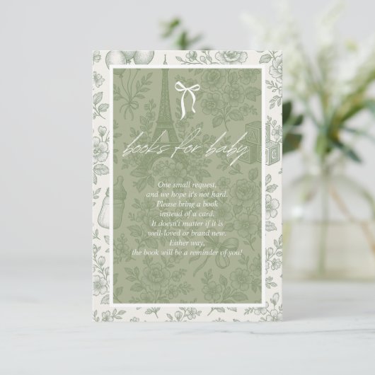 Bonjour Bebe Boeken voor Baby Sage Green French Jo Informatiekaartje (Staand voorkant)