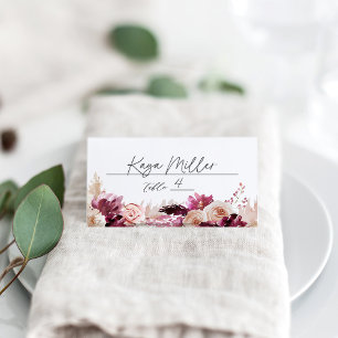 Bonjour Bébé Bourgogne Floral Baby shower Plaatskaartje