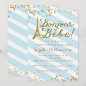 Bonjour Bebe Boy Baby shower Uitnodiging (Voorkant / Achterkant)