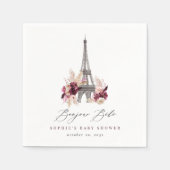 Bonjour Bébé Burgundy Floral Paris Baby Shower Servet (Voorkant)