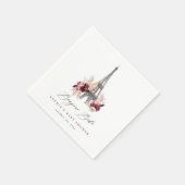 Bonjour Bébé Burgundy Floral Paris Baby Shower Servet (Hoek)