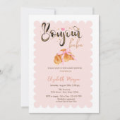 Bonjour Bébé Croissant  Bow Striped Baby Shower Kaart (Voorkant)