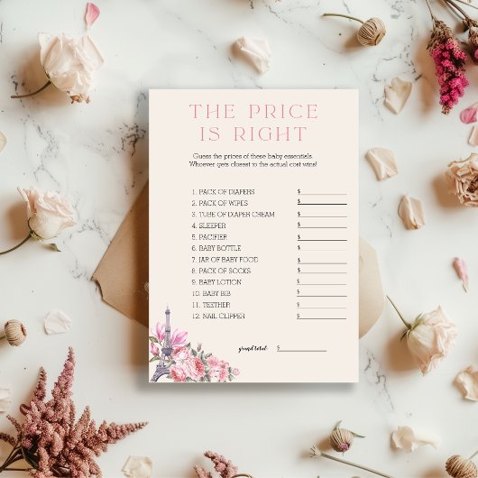 Bonjour Bebe | De prijs is het juiste Baby shower  Kaart