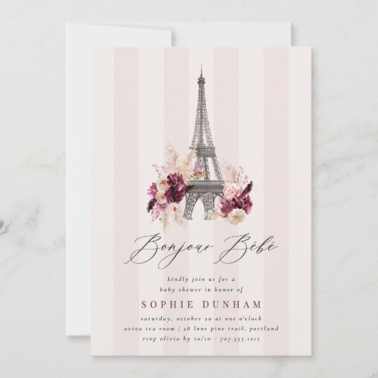 Bonjour Bébé Dubbelzijdig Baby shower Kaart (Voorkant)