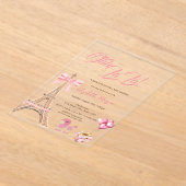 Bonjour Bébé Eiffel Tower Bow Striped Baby Shower Acryl Uitnodigingen (Laagn)