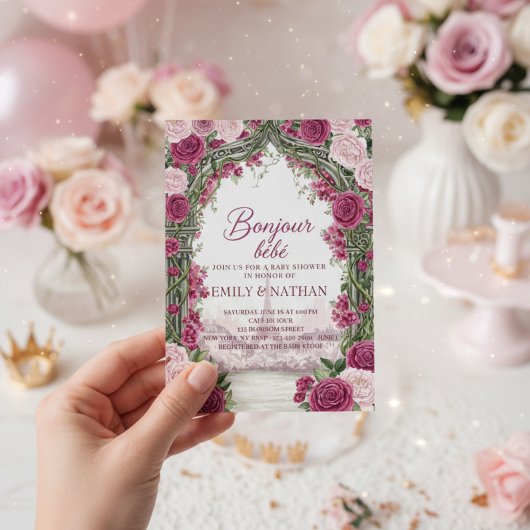 Bonjour Bebe eiffel tower French chic baby Shower Kaart