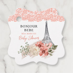 Bonjour Bebe Eiffel Tower Paris Baby shower Bedankjes Labels
