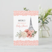 Bonjour Bebe Eiffel Tower Paris Baby shower Bedankkaart (Staand voorkant)