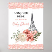 Bonjour Bebe Eiffel Tower Paris Baby shower Poster (Voorkant)