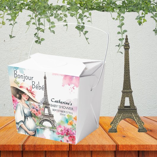 Bonjour Bebe Floral Eiffeltoren Parijs Baby shower Bedankdoosjes