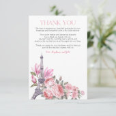 Bonjour Bebe | Floral Frans Baby shower Bedankkaart (Staand voorkant)