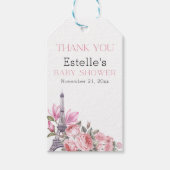 Bonjour Bebe | Floral Frans Baby shower Cadeaulabel (Voorkant)
