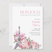 Bonjour Bebe | Floral Frans Baby shower Kaart (Voorkant)