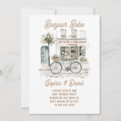 Bonjour Bebe Floral Frans Baby shower Kaart (Voorkant)