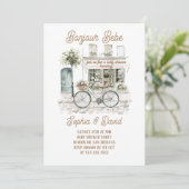 Bonjour Bebe Floral Frans Baby shower Kaart (Staand voorkant)