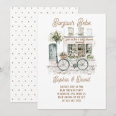 Bonjour Bebe Floral Frans Baby shower Kaart (Voorkant / Achterkant)