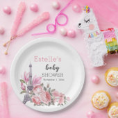 Bonjour Bebe | Floral Frans Baby shower Papieren Bordje (Feest)