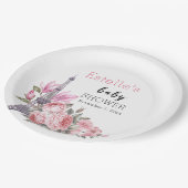 Bonjour Bebe | Floral Frans Baby shower Papieren Bordje (Gekanteld)