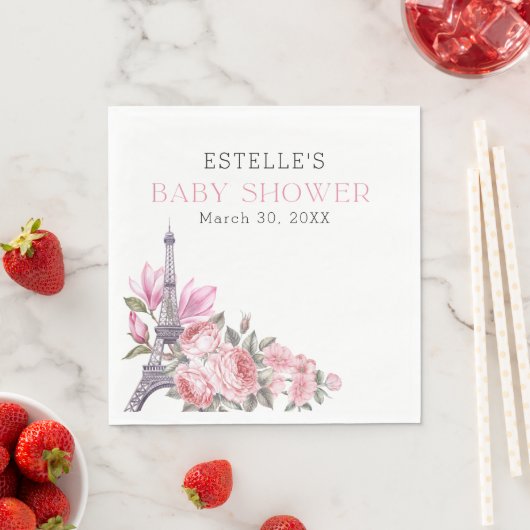 Bonjour Bebe | Floral Frans Baby shower Servet (Insitu)