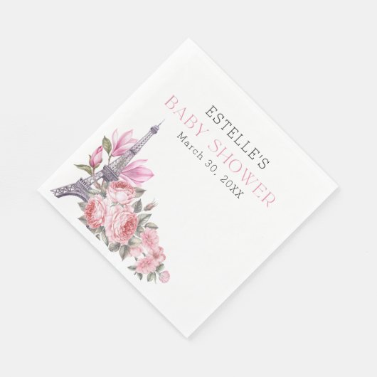 Bonjour Bebe | Floral Frans Baby shower Servet (Hoek)