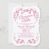 Bonjour Bebe Frans Baby shower Uitnodiging (Voorkant)