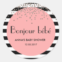 Bonjour bebe frans geïnspireerd baby shower sticke