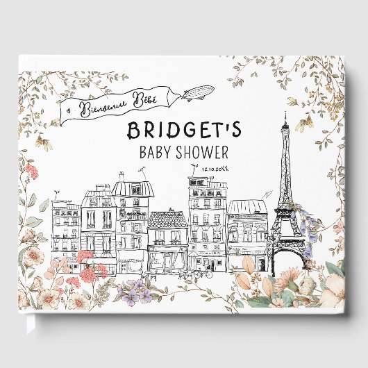 Bonjour Bebe Frans Genderneutraal Baby shower Gastenboek (Voorkant)