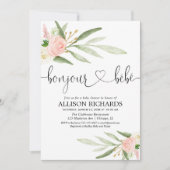 Bonjour bebe Frans Parijs bloemenkleed baby shower Kaart (Voorkant)