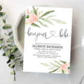 Bonjour bebe Frans Parijs bloemenkleed baby shower Kaart