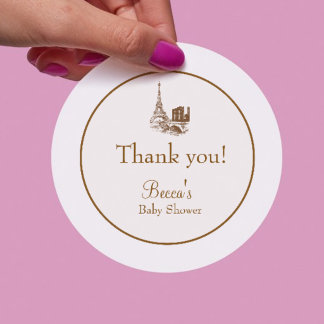 Bonjour Bebe Frans Parijs Eiffeltoren Baby Borrel Ronde Sticker