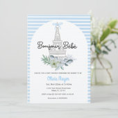 Bonjour Bebe Frans Paris Blue Boy Baby shower Kaart (Staand voorkant)