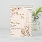 Bonjour Bebe Frans Paris Bunny Baby shower Kaart (Staand voorkant)