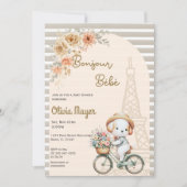 Bonjour Bebe Frans Paris Hondje Baby Shower Kaart (Voorkant)