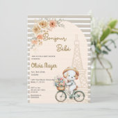 Bonjour Bebe Frans Paris Hondje Baby Shower Kaart (Staand voorkant)