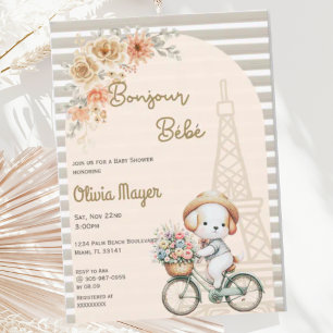 Bonjour Bebe Frans Paris Hondje Baby Shower Kaart