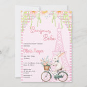 Bonjour Bebe Frans Paris Roze Bunny Baby shower Kaart (Voorkant)