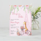 Bonjour Bebe Frans Paris Roze Giraffe Baby shower Kaart (Staand voorkant)