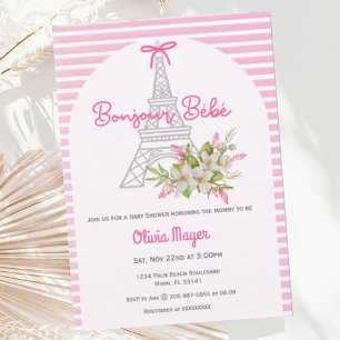 Bonjour Bebe Frans Paris Roze Meisje Baby shower Kaart