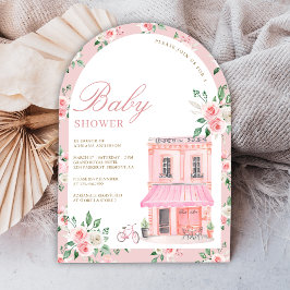 Bonjour Bebe Frans Roze Parijse Café Baby shower Kaart
