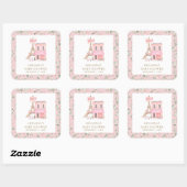 Bonjour Bebe Frans Roze Parijse Café Baby shower Vierkante Sticker (Vel)