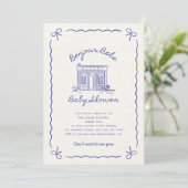 Bonjour Bebe Franse baby shower Kaart (Staand voorkant)