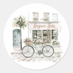 Bonjour Bebe Franse Baby Shower  Ronde Sticker