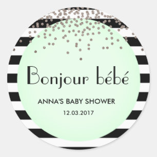 Bonjour bebe franse baby shower sticker