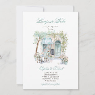 Bonjour Bebe Franse bloemencafé baby shower Kaart