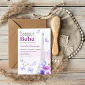 Bonjour Bebé Franse Eiffel Lavendel Vlinders Kaart