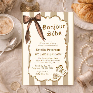 Bonjour Bebe Franse koffiebar thema babyborrel Kaart