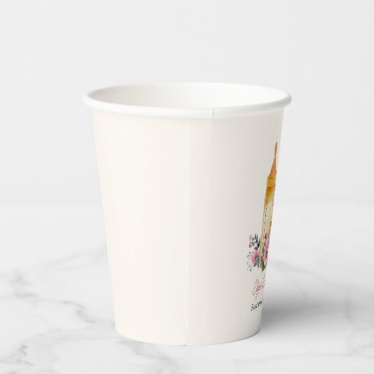 Bonjour Bébé Franse Macarons & Melk Baby shower Papieren Bekers (Rechts)