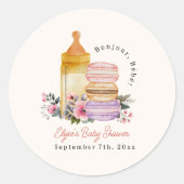 Bonjour Bébé Franse Macarons & Melk Baby shower Ronde Sticker (Voorkant)