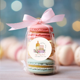 Bonjour Bébé Franse Macarons & Melk Baby shower Ronde Sticker