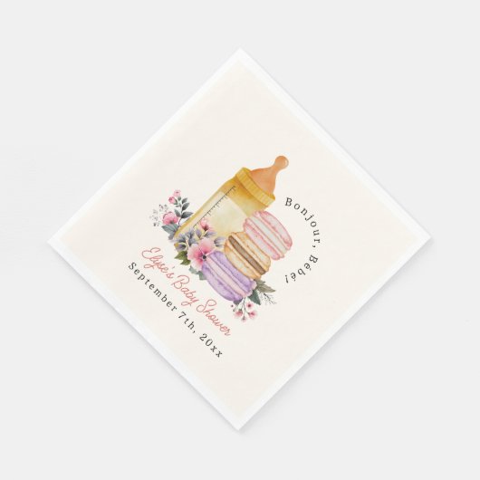 Bonjour Bébé Franse Macarons & Melk Baby shower Servet (Hoek)